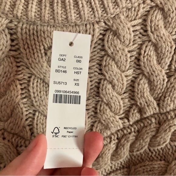 NWT J. Crew Re-Imagined Tan Cable Knit Wool Blend Sweater - Picture 5 of 7